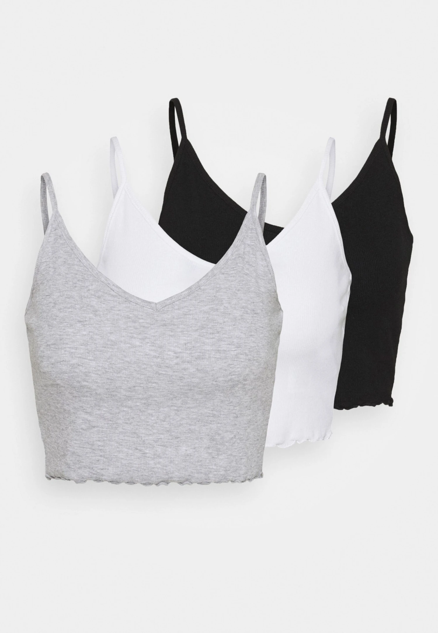 Even&Odd Strappy Lettuce Crop 3 Pack - Top - Black/White/Grey - Image 7