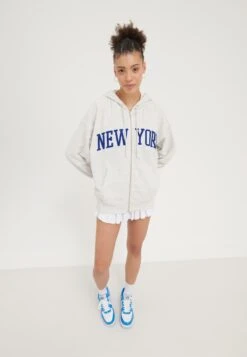 Even&Odd Sweater Met Rits - Mottled Light Grey