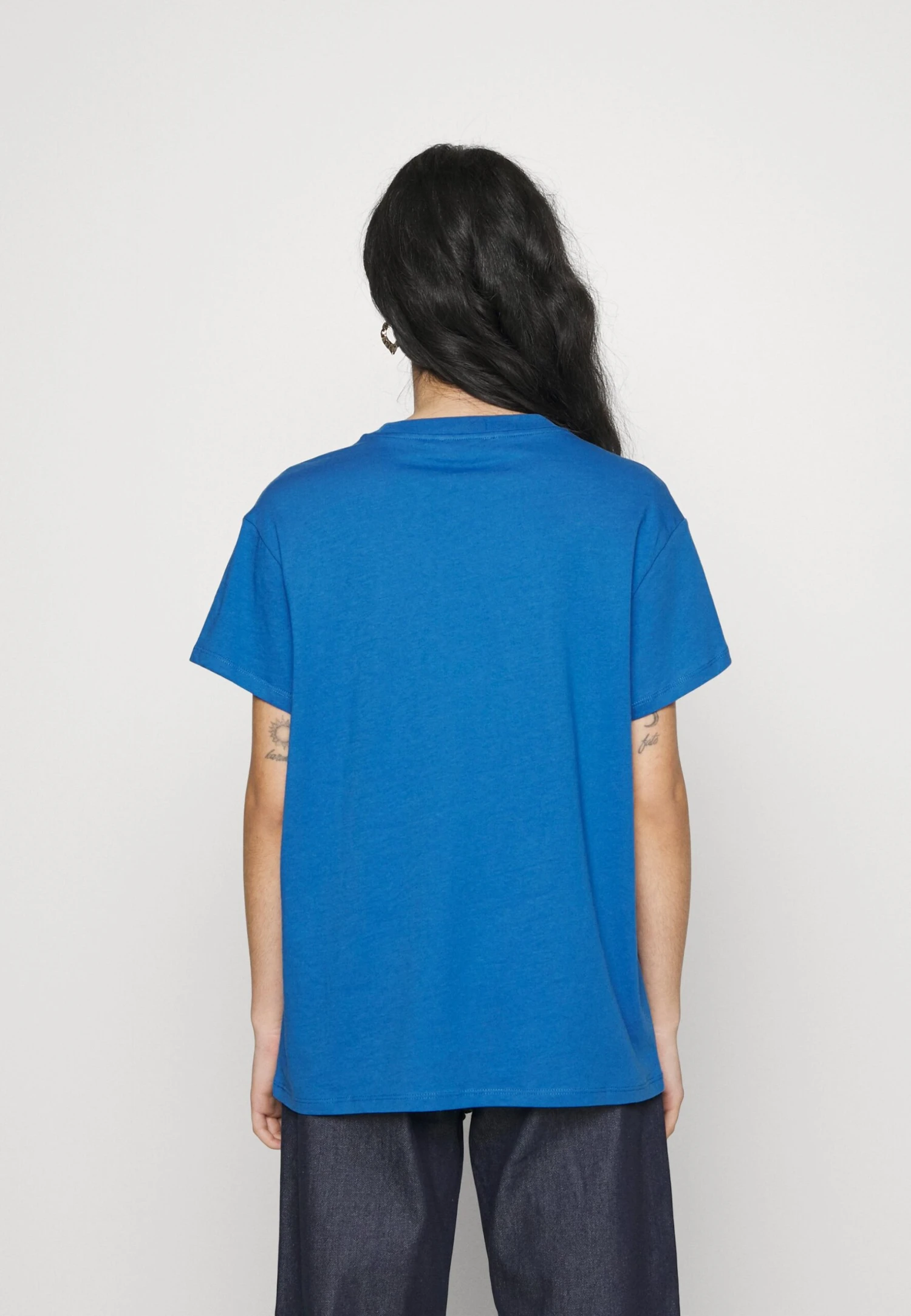 Washed Basic Loose Tee- T-Shirt Basic - Blue - Afbeelding 3