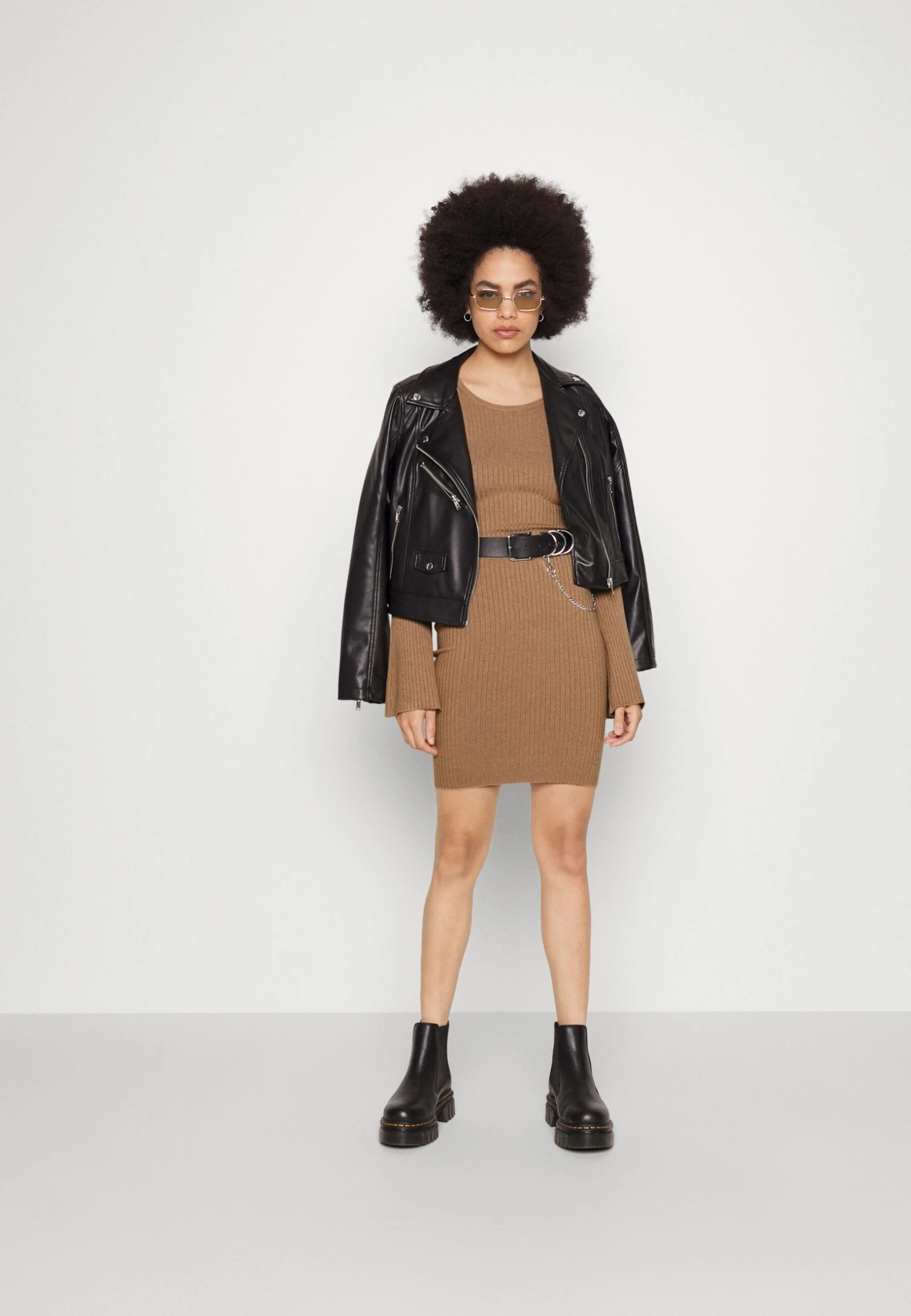 Even&Odd Knit Loose Fit Flared Sleeves Dress - Gebreide Jurk - Camel - Afbeelding 2