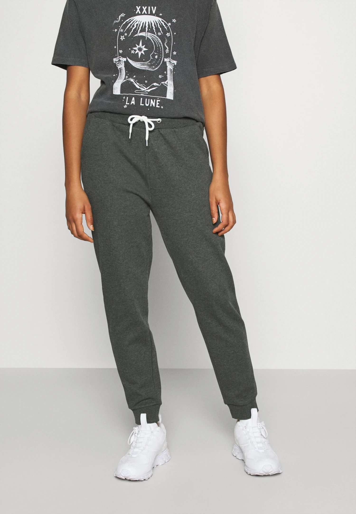 Even&Odd Regular Fit Jogger With Contrast - Trainingsbroek - Mottled Dark Grey