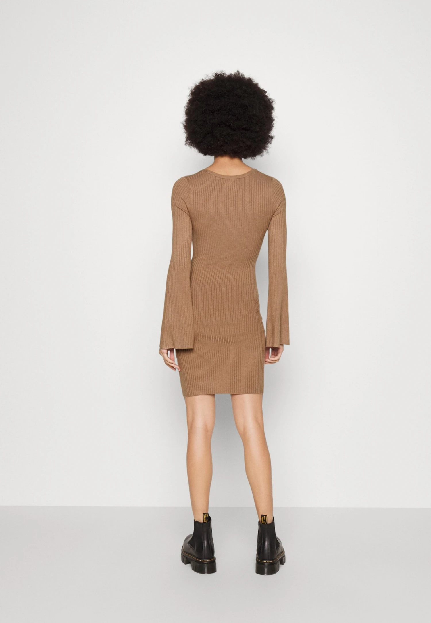 Even&Odd Knit Loose Fit Flared Sleeves Dress - Gebreide Jurk - Camel - Afbeelding 3