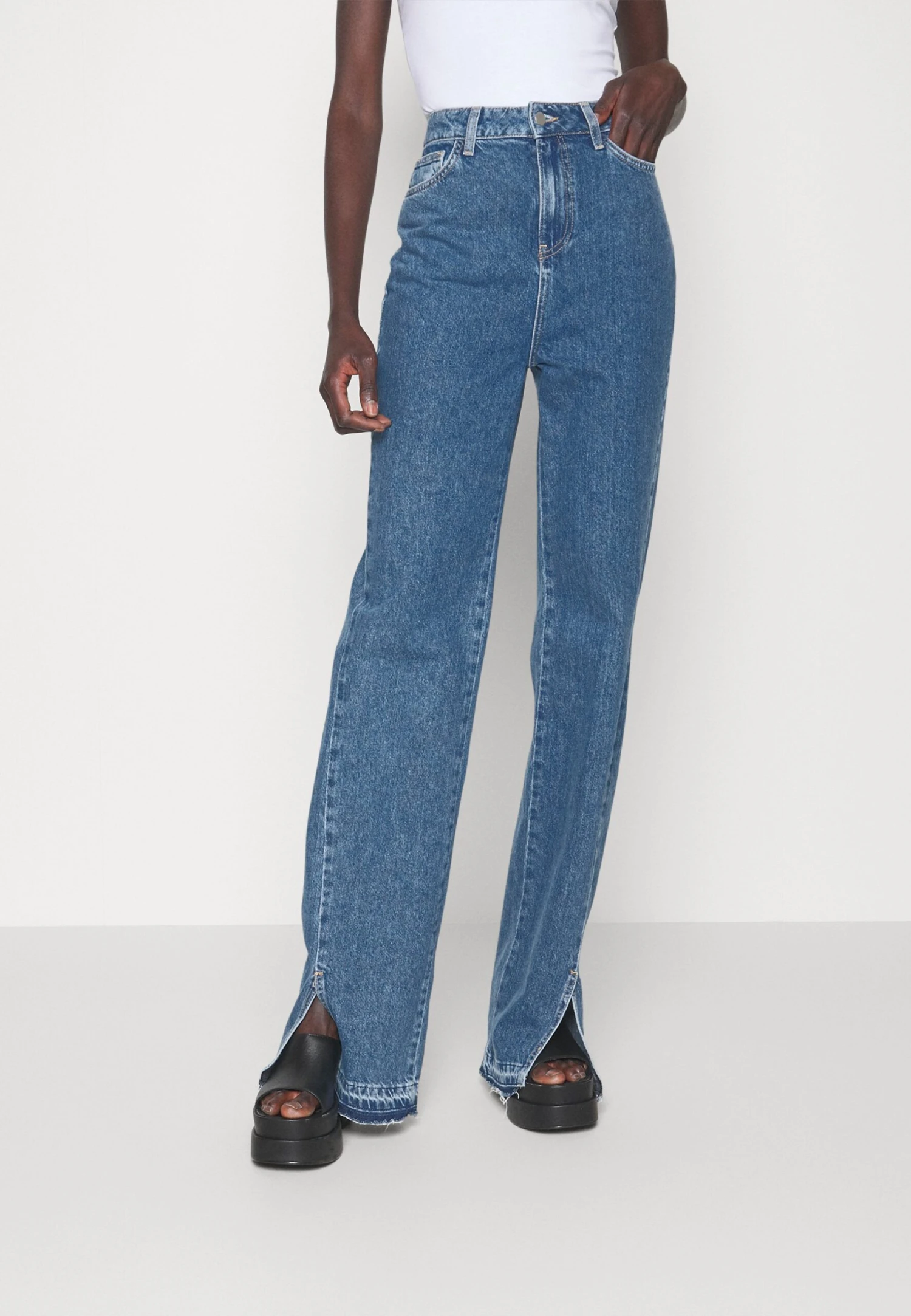 Straight Leg Jeans - Light Blue Denim