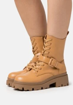 Enkellaarsjes Met Plateauzool - Cognac